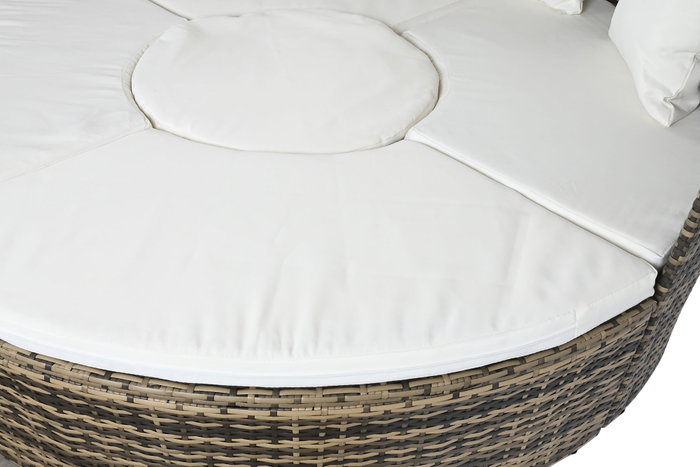 DKD Home Decor Cama Chill Out Terraza Y Jardin Blanco Marron Oscuro 175 x 145 x 175 cm