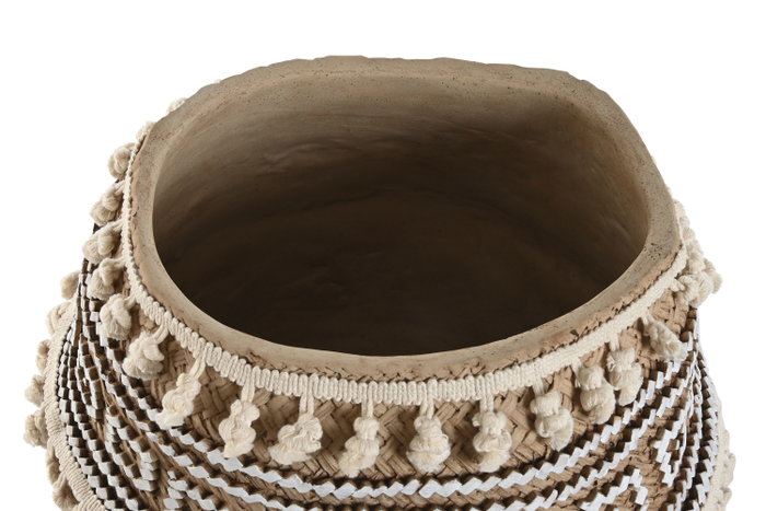 DKD Home Decor Macetero de Cemento Pompones Marrón y Beige