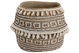 DKD Home Decor Macetero de Cemento Pompones Marrón y Beige