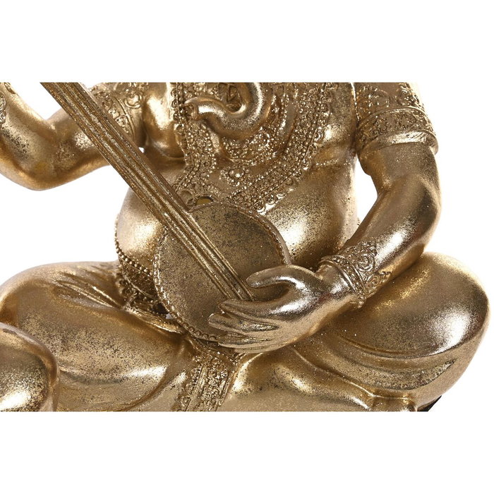 DKD Home Decor Set de 3 Figuras de Ganesha en Resina Dorado