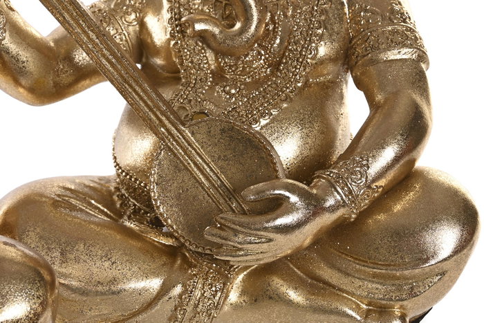 DKD Home Decor Set de 3 Figuras de Ganesha en Resina Dorado