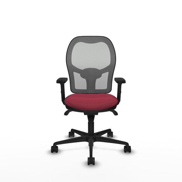 PIQUERAS Y CRESPO Silla de oficina Jorquera con mecanismo Sincro, tela granate y malla gris PIQUERAS Y CRESPO Silla de oficina Jorquera con mecanismo Sincro, tela granate y malla gris