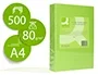 Q-connect Papel color verde neón A4 80gr 500 hojas, apto para impresoras inkjet, láser y fotocopiadoras