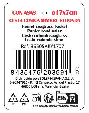 Inde Cesta Cónica de Mimbre con Asa Privilege