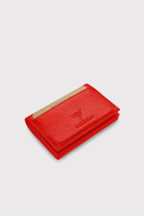Zoozie Bags Tarjetero Rojo de Piel Auténtica para Tarjetas de Crédito y Documentación - Elegante y Compacto
