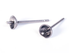 Innspiro Pendiente metálico para incrustar cono aguja plateado envejecido 4x10mm