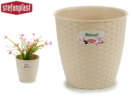 Stefanplast Maceta Natural de Plástico Beige para Interior y Exterior, Diámetro 19 cm, Altura 17.5 cm (Set de 12)
