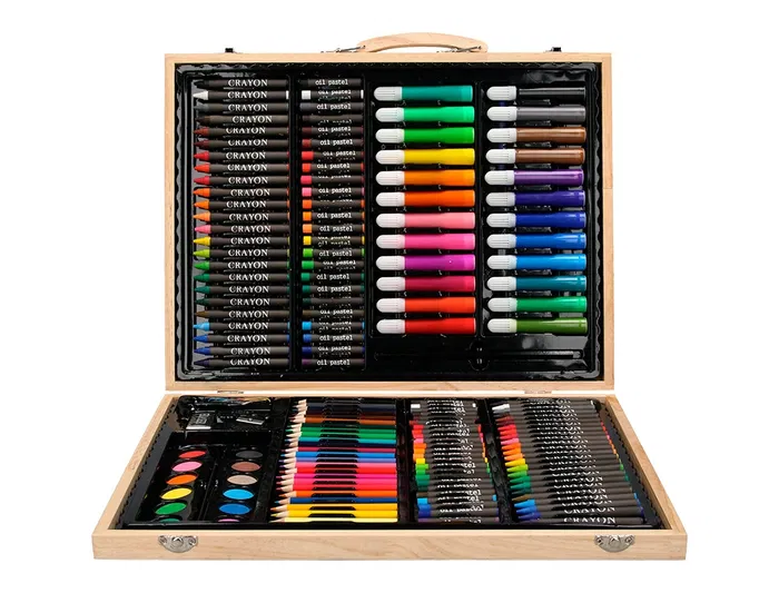 Liderpapel Estuche de Pintura 168 Piezas Maletín Madera 39,3x30x4,8 cm