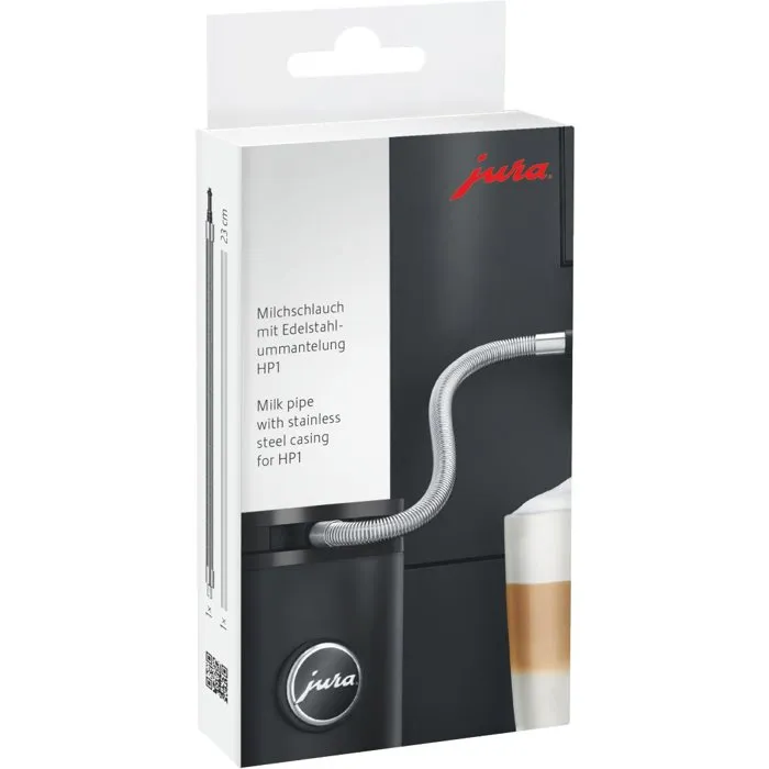 Jura Tubo para leche compatible con HP1 y C9 con protección UV de 23 cm de largo, silicona y acero inoxidable
