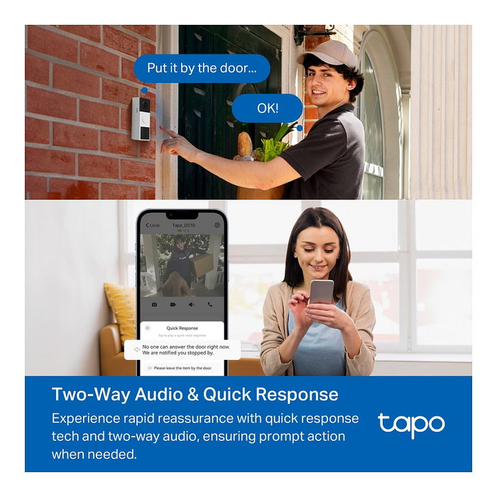 TP-Link Tapo D210 - Cámara de Seguridad WiFi Exterior 3MP, Batería Recargable, A Prueba de Agua IP65, 160° Visión Nocturna, Sensor PIR, Almacenamiento MicroSD TP-Link Tapo D210 - Cámara de Seguridad WiFi Exterior 3MP, Batería Recargable, A Prueba de Agua IP65, 160° Visión Nocturna, Sensor PIR, Almacenamiento MicroSD