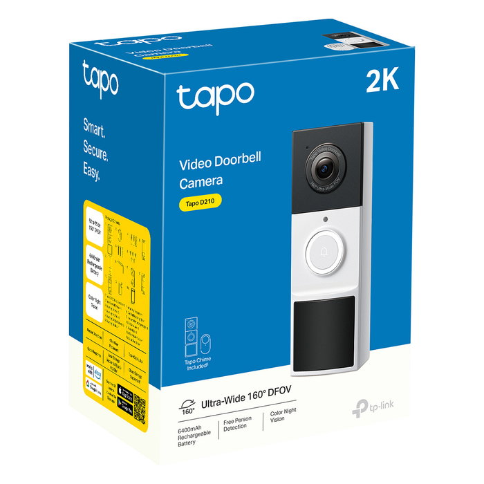TP-Link Tapo D210 Timbre Inteligente 3 MP 2K TP-Link Tapo D210 Timbre Inteligente 3 MP 2K