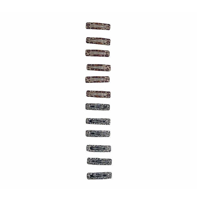 Brusi Set de 12 Clips Rectangulares con Estampado de Leopardo Brusi Set de 12 Clips Rectangulares con Estampado de Leopardo