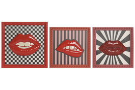 DKD Home Decor Decoración de Pared de Resina con Labios, Surtido de 3 Unidades
