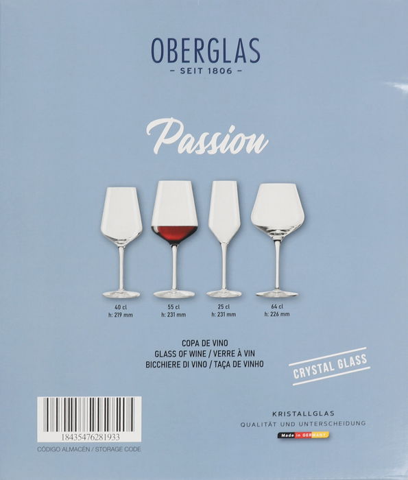 Oberglas Set 6 Copas de Vino "Passion" 55 cl | Alto 23 cm | Vidrio | Ref. 1