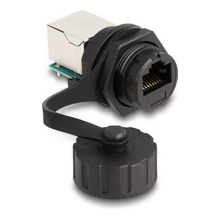 DeLOCK Conector RJ50 hembra a RJ50 hembra con tapa IP68 negro DeLOCK Conector RJ50 hembra a RJ50 hembra con tapa IP68 negro