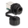 DeLOCK Conector RJ50 hembra a RJ50 hembra con tapa IP68 negro