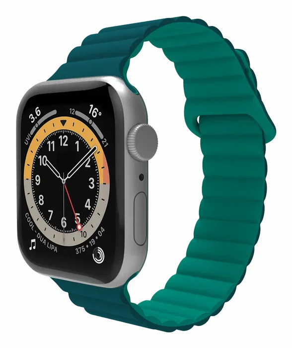 Celly Correa para Apple Watch 42/44/45 mm, Cierre Magnético, Silicona Verde - Correa de Reloj