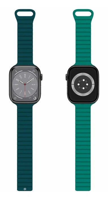 Celly Correa para Apple Watch 42/44/45 mm, Cierre Magnético, Silicona Verde - Correa de Reloj
