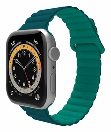 Celly Correa para Apple Watch 42/44/45 mm, Cierre Magnético, Silicona Verde - Correa de Reloj