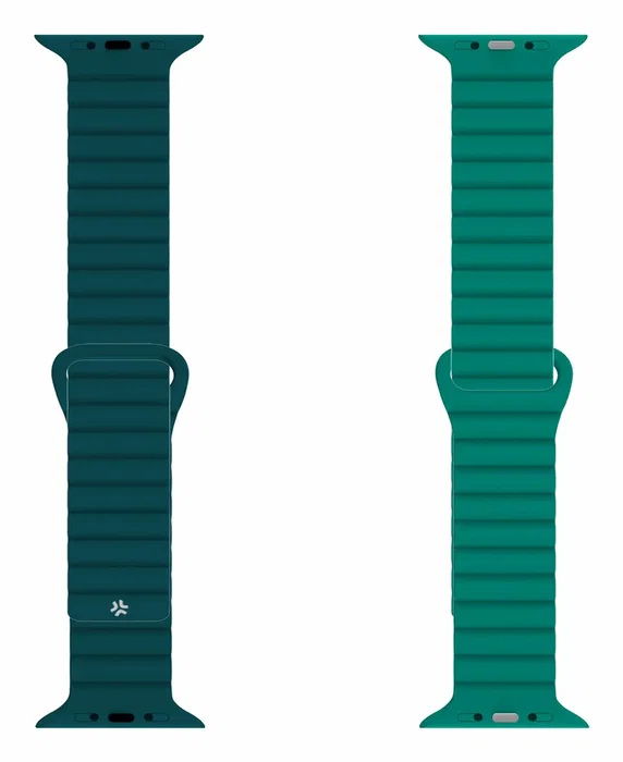Celly Correa para Apple Watch 42/44/45 mm, Cierre Magnético, Silicona Verde - Correa de Reloj