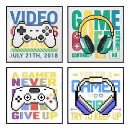 DKD Home Decor Cuadro Lienzo Gamer Lacado Multicolor (Pack de 8)