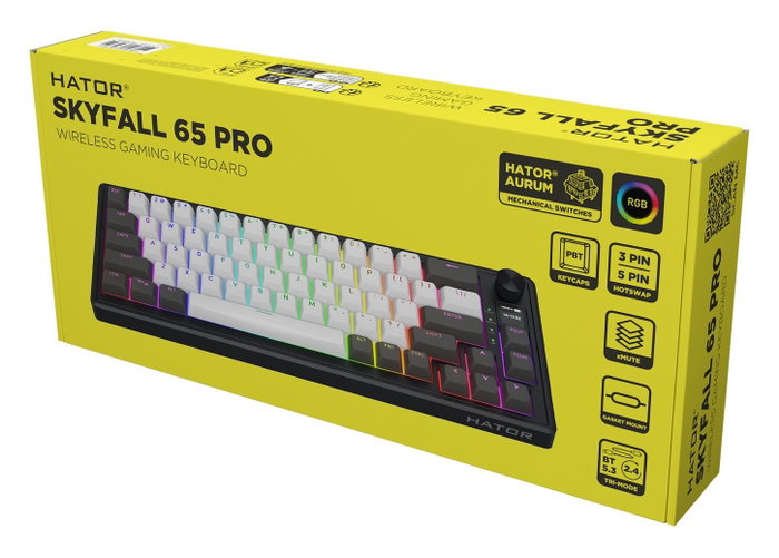 Hator Skyfall 65 PRO Wireless Teclado Mecánico Inalámbrico RGB 65% Layout Polaco Gris-Negro Hator Skyfall 65 PRO Wireless Teclado Mecánico Inalámbrico RGB 65% Layout Polaco Gris-Negro