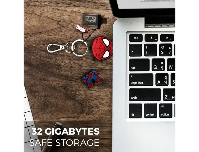 Wondee Spiderman Memoria USB 32GB Llavero con Adaptador USB C