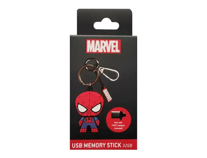 Wondee Spiderman Memoria USB 32GB Llavero con Adaptador USB C