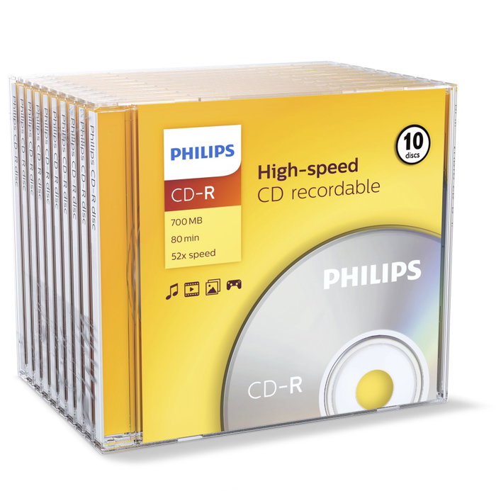 Philips CD-R 700 MB 80 Min 52x Slim Case (10 unidades)