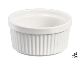 Vessia Set de 5 Tarros Salseros de Cerámica (Porcelana), 100 ml, Color Blanco, Dimensiones 8.8 x 8.8 x 4.3 cm (Set de 24)