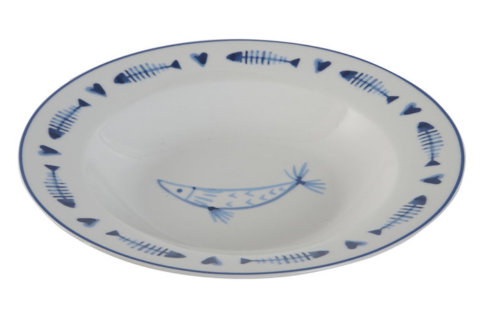 DKD Home Decor Set de Platos Finisterre en Porcelana Azul y Blanco DKD Home Decor Set de Platos Finisterre en Porcelana Azul y Blanco