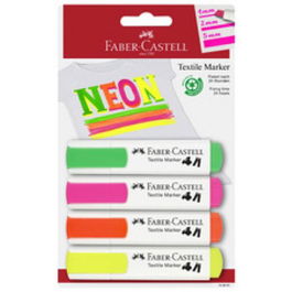 Faber-Castell 159591 Blíster 4 Marcadores Textiles Colores Neón Surtidos