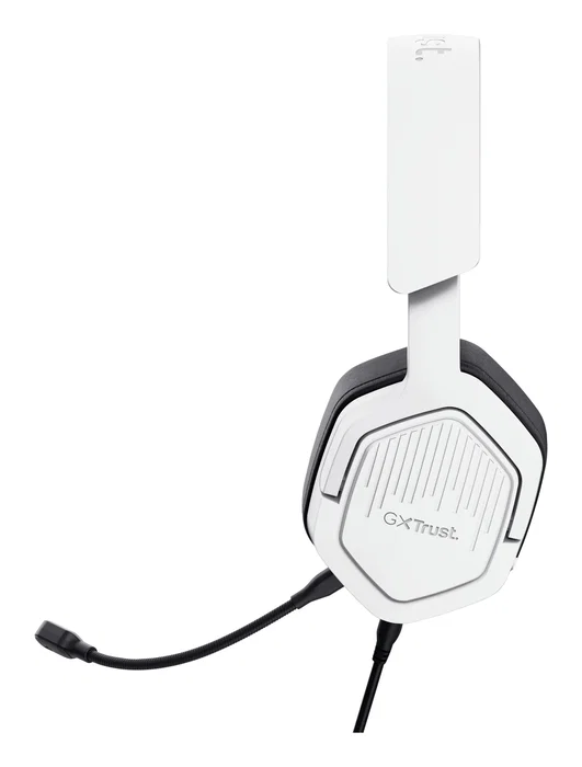 Trust GXT 492W Carus Auriculares Gaming para PC, PS, Xbox, Switch, Diadema Circumaural Blanco con Micrófono Extraíble Boom y Control de Volumen, Cable 3.5 mm