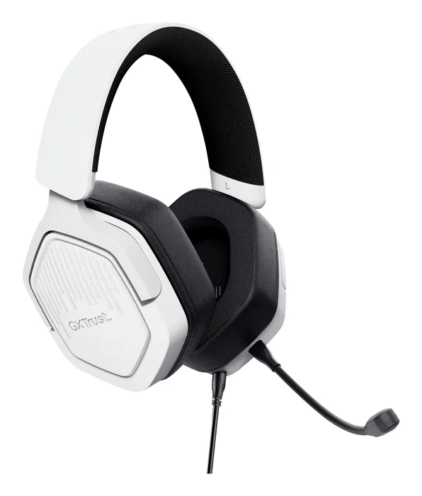 Trust GXT 492W Carus Auriculares Gaming para PC, PS, Xbox, Switch, Diadema Circumaural Blanco con Micrófono Extraíble Boom y Control de Volumen, Cable 3.5 mm