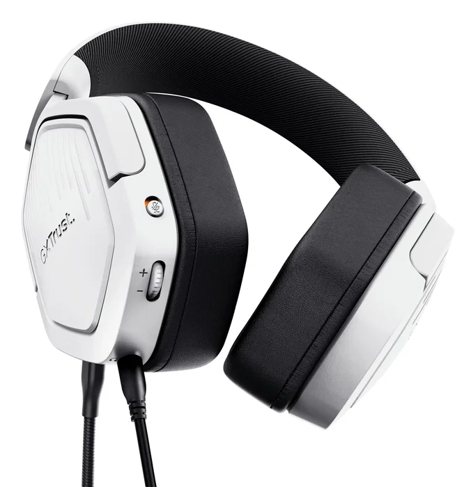 Trust GXT 492W Carus Auriculares Gaming para PC, PS, Xbox, Switch, Diadema Circumaural Blanco con Micrófono Extraíble Boom y Control de Volumen, Cable 3.5 mm