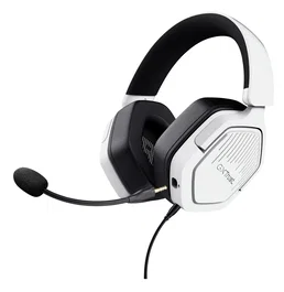 Trust GXT 492W Carus Auriculares Gaming para PC, PS, Xbox, Switch, Diadema Circumaural Blanco con Micrófono Extraíble Boom y Control de Volumen, Cable 3.5 mm