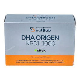 NUTRILAB DHA Origen NPD1 1000 mg Aceite de Pescado Omega 3 para la Función Cerebral y Visual 30 Perlas