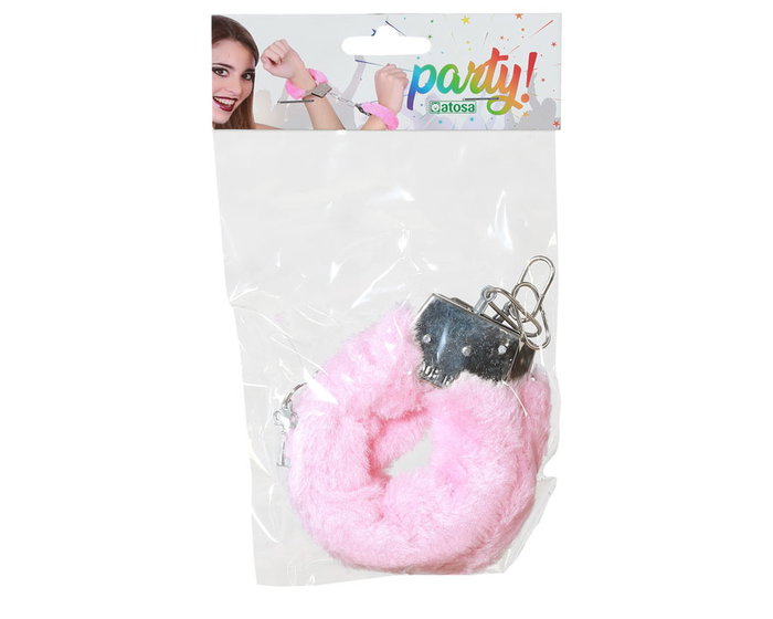 Esposas Metálicas con Forro de Peluche Rosa para Despedidas de Soltera y Bromas Adultas