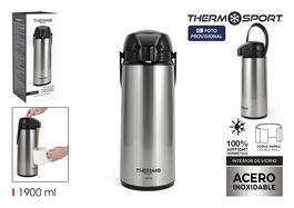 Thermosport Termo de Acero Inoxidable con Dispensador 1.9L - 14 cm Ancho x 37.4 cm Alto x 15.8 cm Largo (6 Unidades)