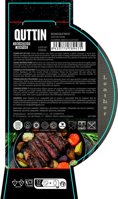 Inde Sarten 20 cm Aluminio Induccion Leather Quttin (6 Unidades)