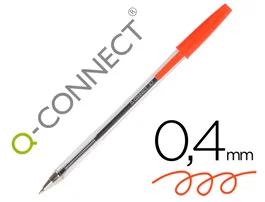 Q-connect Bolígrafo Transparente kf26041 Tinta Roja a Base de Aceite, Punta Media 1mm