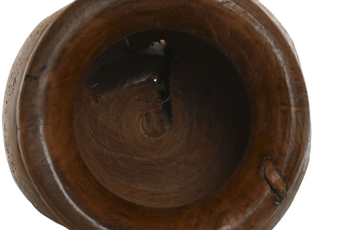 DKD Home Decor Wood 23 Jarrón de Teca Natural Marrón Oscuro 34 x 40 x 34 cm Hecho a Mano