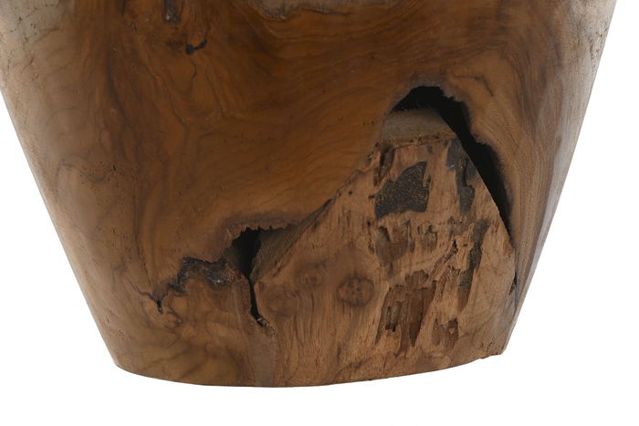 DKD Home Decor Wood 23 Jarrón de Teca Natural Marrón Oscuro 34 x 40 x 34 cm Hecho a Mano