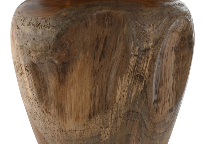 DKD Home Decor Wood 23 Jarrón de Teca Natural Marrón Oscuro 34 x 40 x 34 cm Hecho a Mano