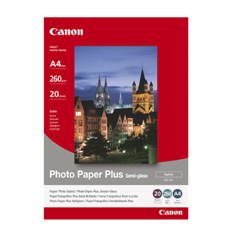 Canon Plus SG-201 Papel Fotográfico Satinado A4 - 20 Hojas, 260 g/m², Acabado Semi Brillante, para Impresoras Canon