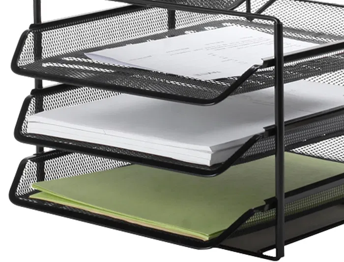 Q-connect KF17296 Bandeja Clasificadora de Sobres Metálica Rejilla Negra 3 Bandejas 300x350x420 mm
