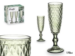 Vivalto Copa Cava Diamante Verde 170 ml 7x20x7 cm (Set de 24)