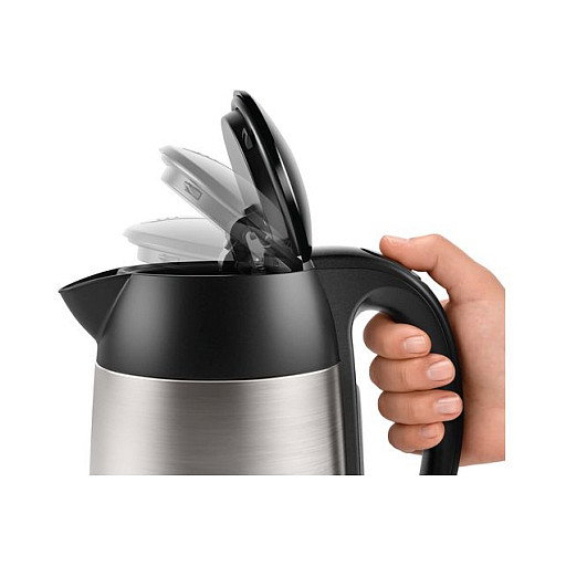 Bosch TWK3P420 Wasserkocher Hervidor Eléctrico 1.7L Acero Inoxidable Negro 2400W con Indicador de Nivel, Apagado Automático y Base 360°