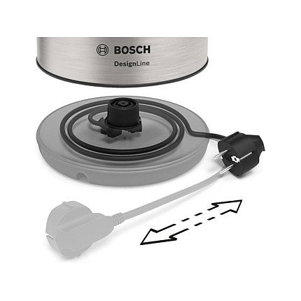 Bosch TWK3P420 Wasserkocher Hervidor Eléctrico 1.7L Acero Inoxidable Negro 2400W con Indicador de Nivel, Apagado Automático y Base 360°