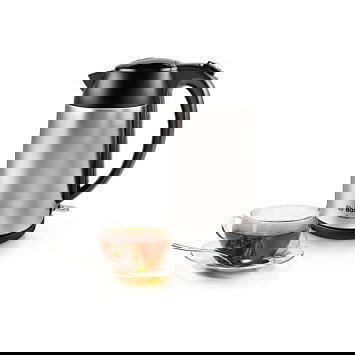 Bosch TWK3P420 Wasserkocher Hervidor Eléctrico 1.7L Acero Inoxidable Negro 2400W con Indicador de Nivel, Apagado Automático y Base 360°